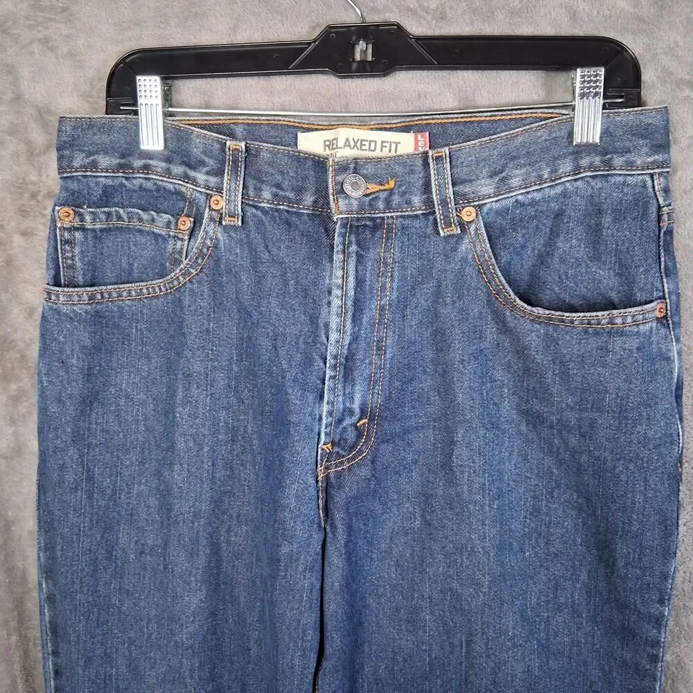 Vtg Y2K Levis 550 Relax Fit Mens 33x34 Dark Wash Straight Leg Inseam‎ 33.5